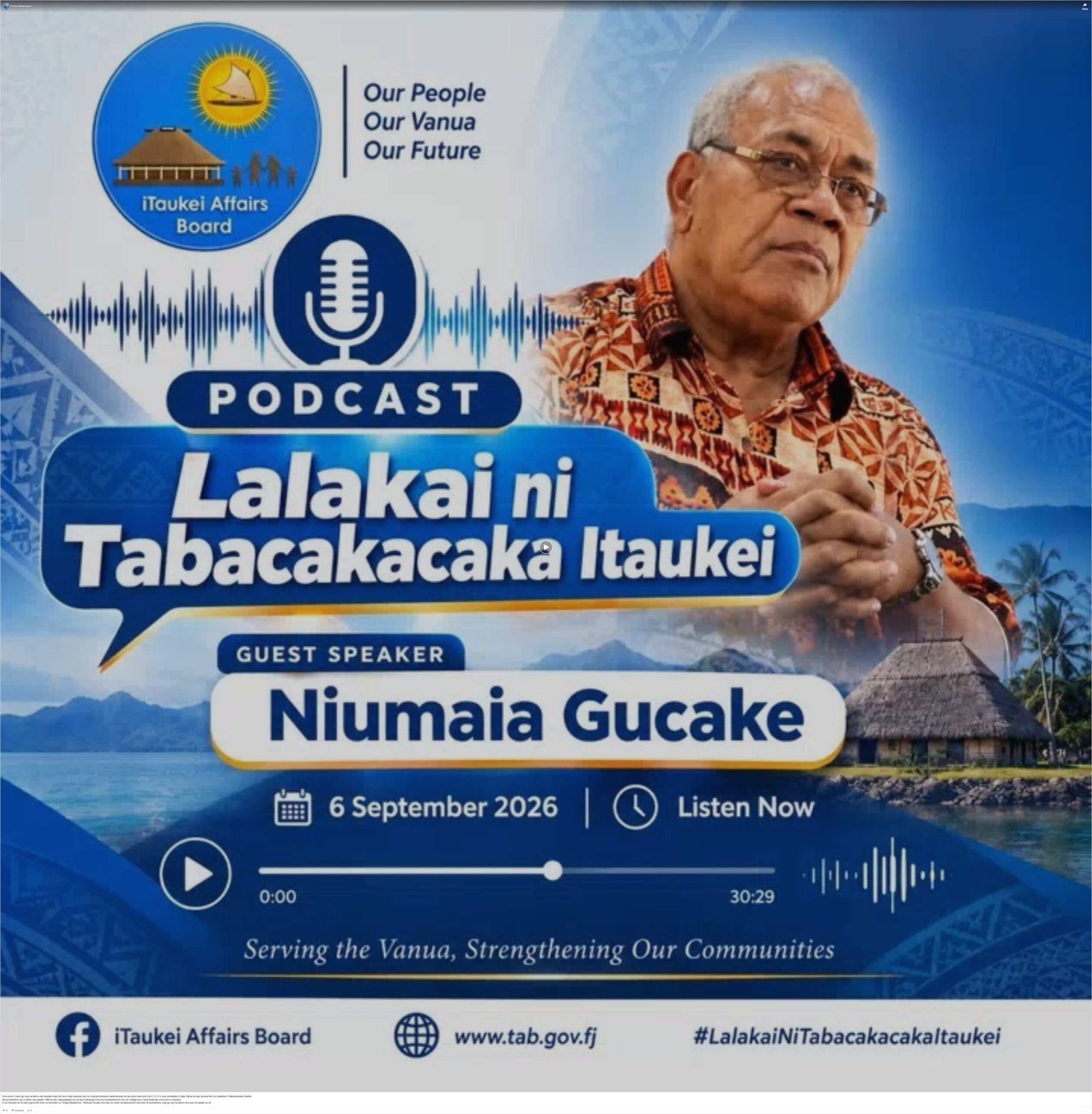 Lalakai ni Tabacakacaka Itaukei - Guest Speaker Niumaia Gucake